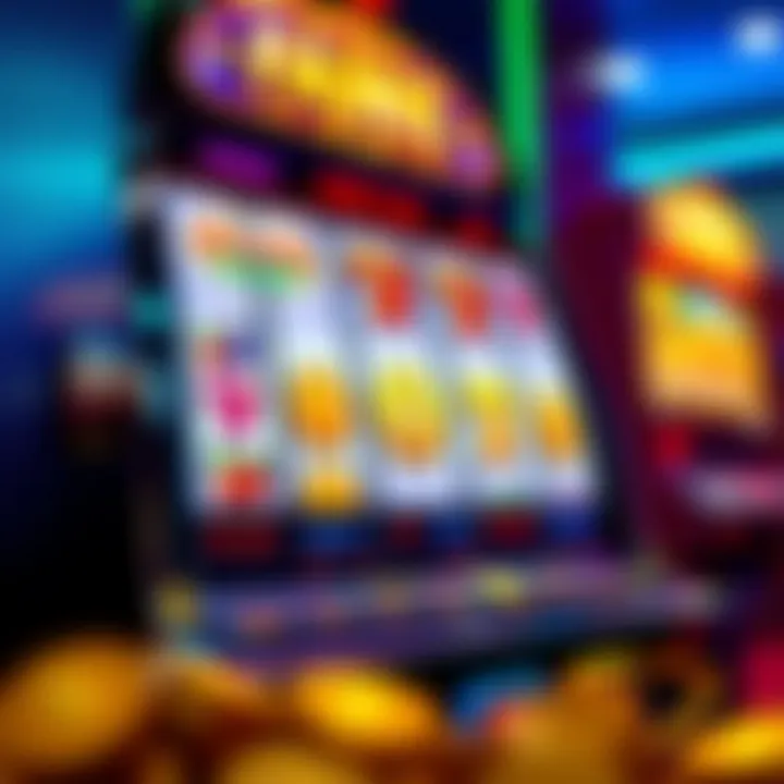 Illustration showing a digital slot machine with bonus coins appearing on the screen