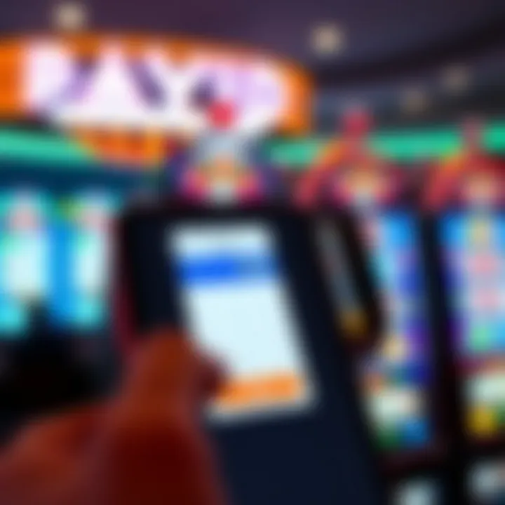 Digital illustration of secure online payment transaction using PayID on a smartphone screen with pokies game in the background