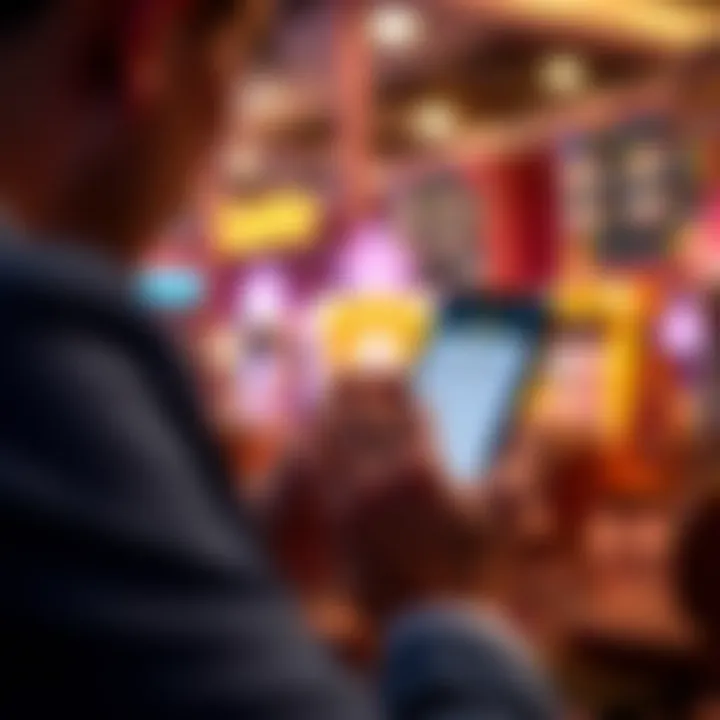 Illustration of a player using a smartphone to unlock casino bonuses with clear terms and conditions