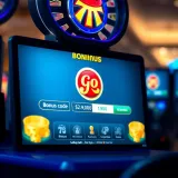 Graphic showing online casino interface with bonus code input and rewards display