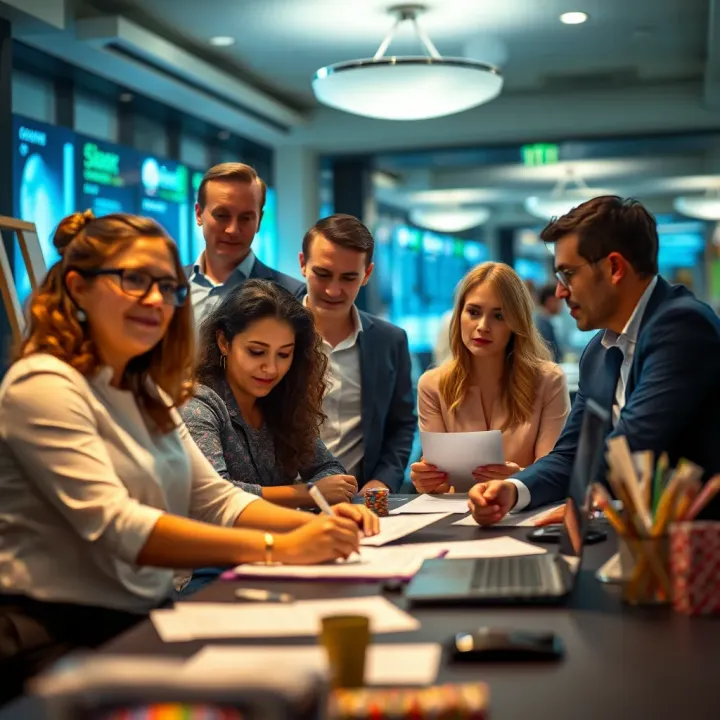 Various professionals working together in an office environment supporting equal employment opportunities