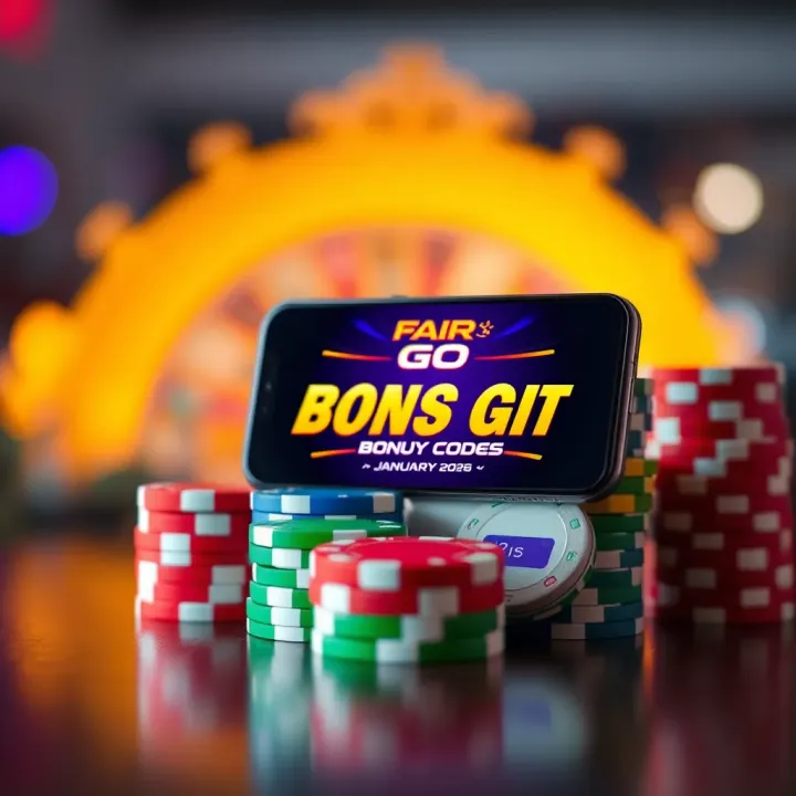 Bright and colorful casino chips stacked next to a mobile phone displaying a bonus code interface