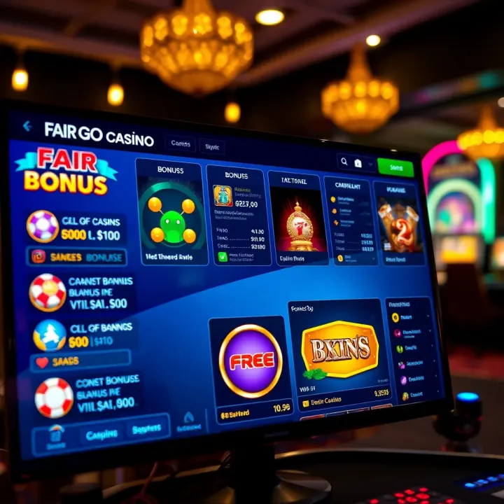 Digital dashboard showing various online casino bonuses and codes