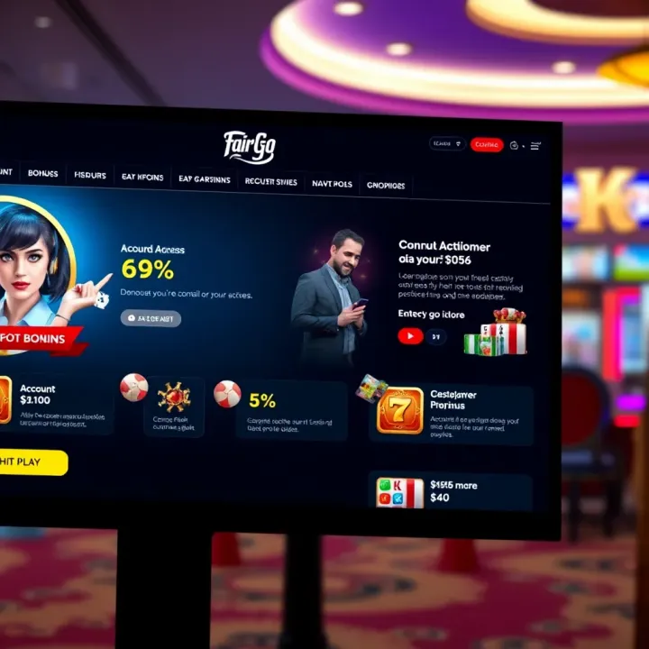User interface showcasing account access options, bonus highlights, and customer support features for Australian players