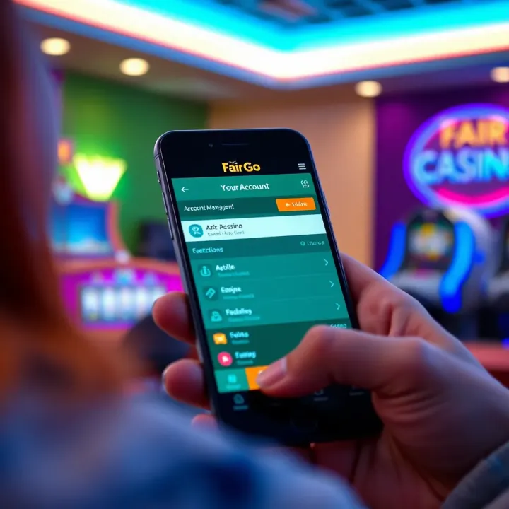 Mobile device showing account management section within the Fair Go Casino app