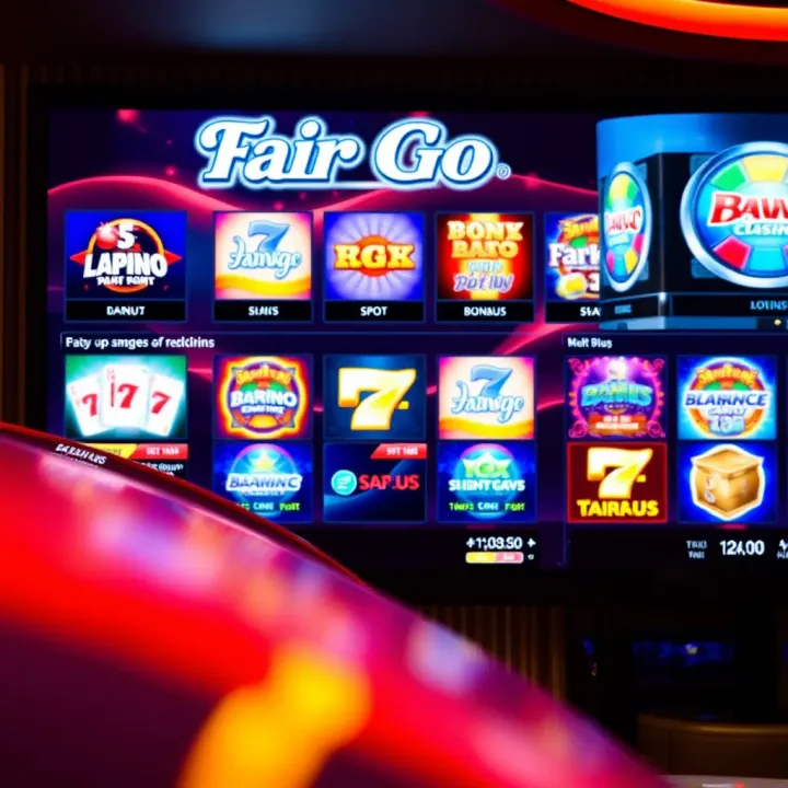 Online casino gaming interface showcasing various slot machines and table games