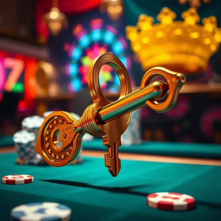 Illustration of unlocking special casino rewards with a key