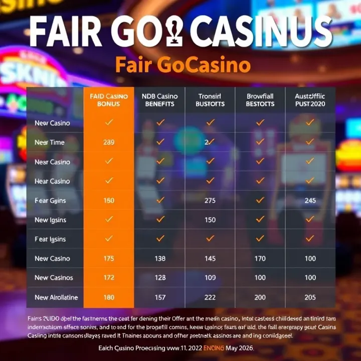 Fair Go Casino Bonus Compared to Other Australian Casinos Comparison chart illustrating benefits and terms of Fair Go Casino versus other Australian online casinos