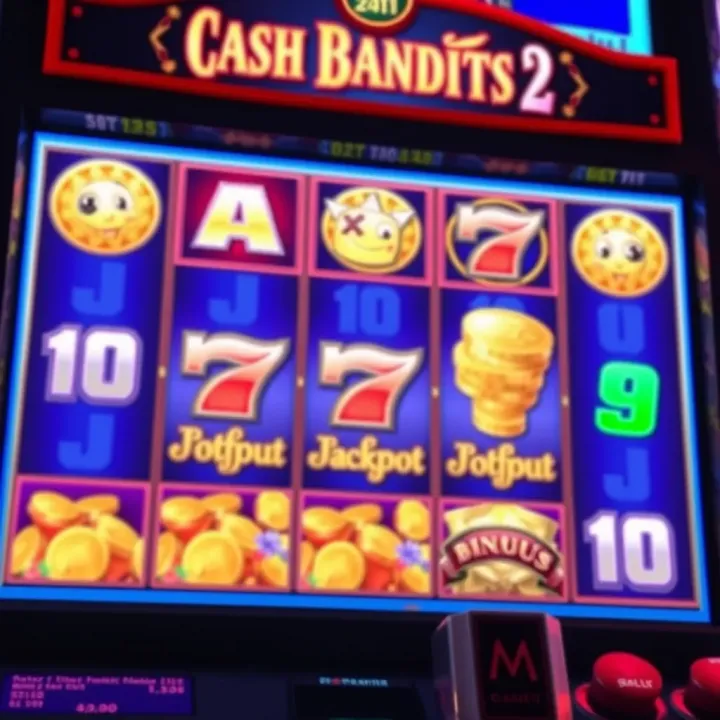 Winning combination with coins and jackpot bonus on casino slot screen