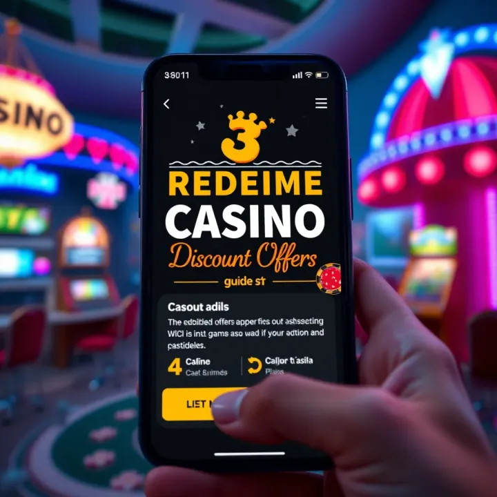 Visual guide showing how to redeem casino discount offers on a mobile device