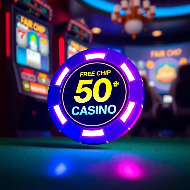 Illustration showing a casino chip glowing to represent a free promotional offer at Fair Go Casino
