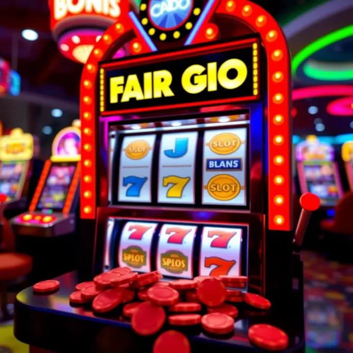 Illustration of a virtual casino slot machine with glowing chips representing free credits