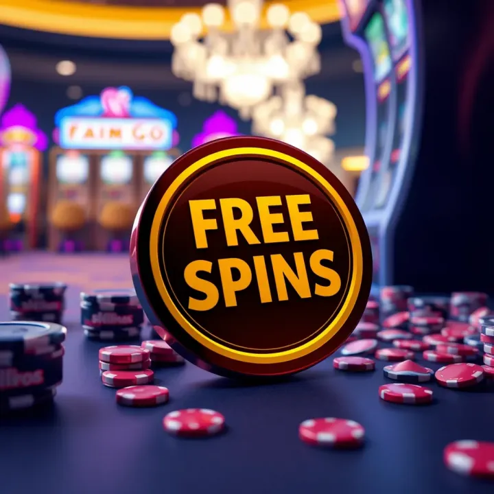 Illustration showing a collection of digital gaming tokens symbolizing free spins in an online casino environment