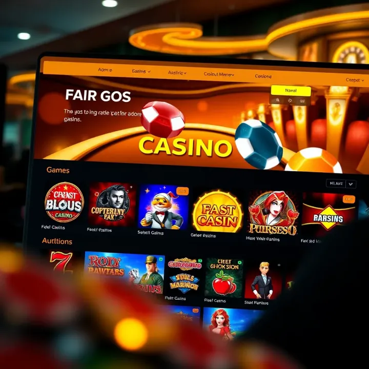 Screenshot of Fair Go Casino home page showcasing game selection and navigation menu