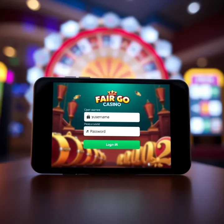 Fair Go Casino Login Interface on Mobile Device Login screen of Fair Go Casino showing username and password fields on a mobile device