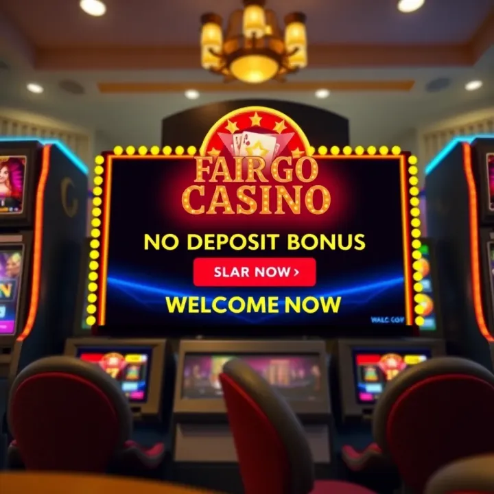 Illustration of a casino welcome screen highlighting no deposit bonus offer