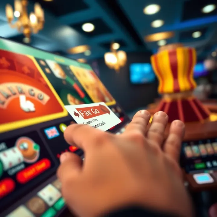 Illustration of a digital coupon code being entered on an online casino platform