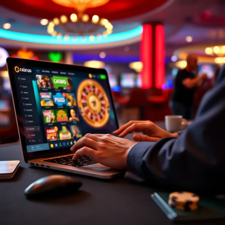 Close-up of a user navigating the Fair Go Casino online platform on a laptop
