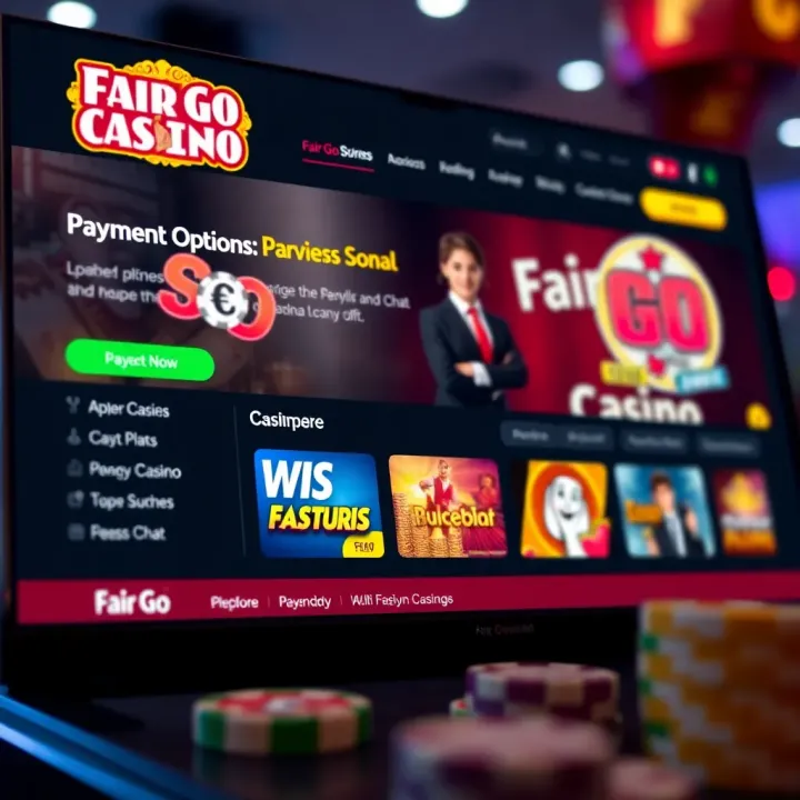Casino website highlighting secure payment options and customer support chat