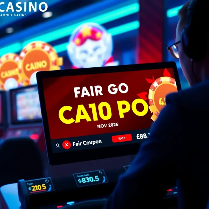Online casino interface showing Fair Go Casino promo coupon code application