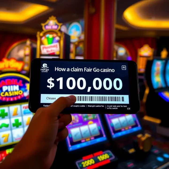 Illustration showing a digital coupon code being applied on an online casino platform with slot game symbols in the background