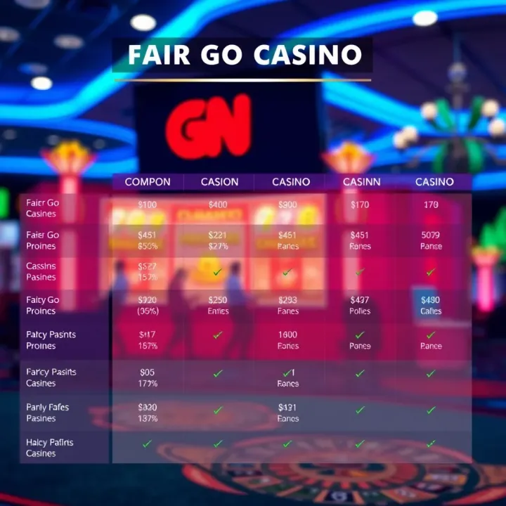 Comparison chart displaying various online casino promotions available in Australia