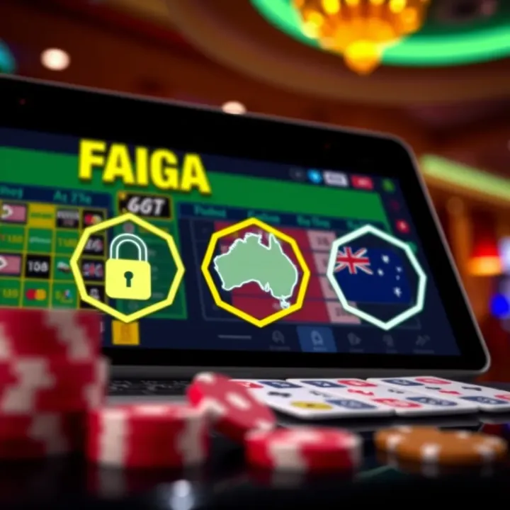 Secure payment icons and Australian dollar symbols representing reliable and safe transaction methods at an online casino