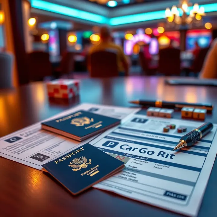 Verification documents including passport and driver's license on a table