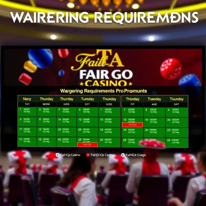 Visual representation of wagering requirements and promotional calendar for maximizing casino bonuses