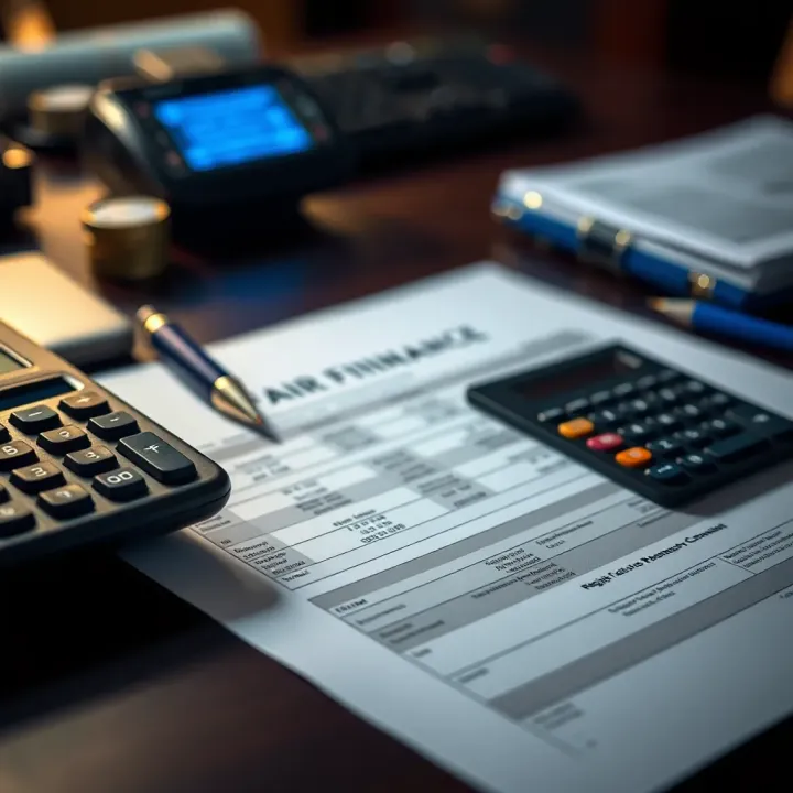 Financial documents and calculator on a desk