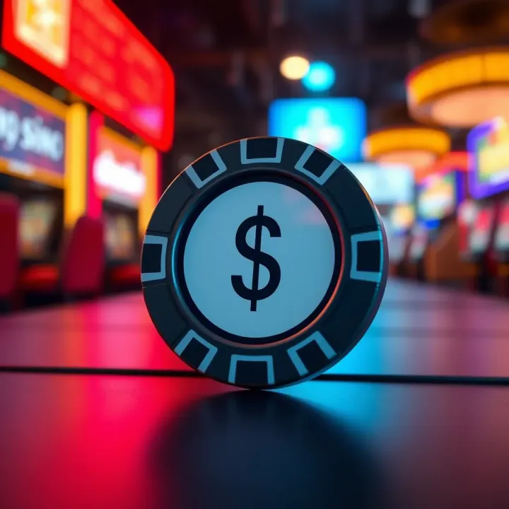 Illustration showing a digital casino chip labeled with a dollar sign to represent a no deposit bonus offer