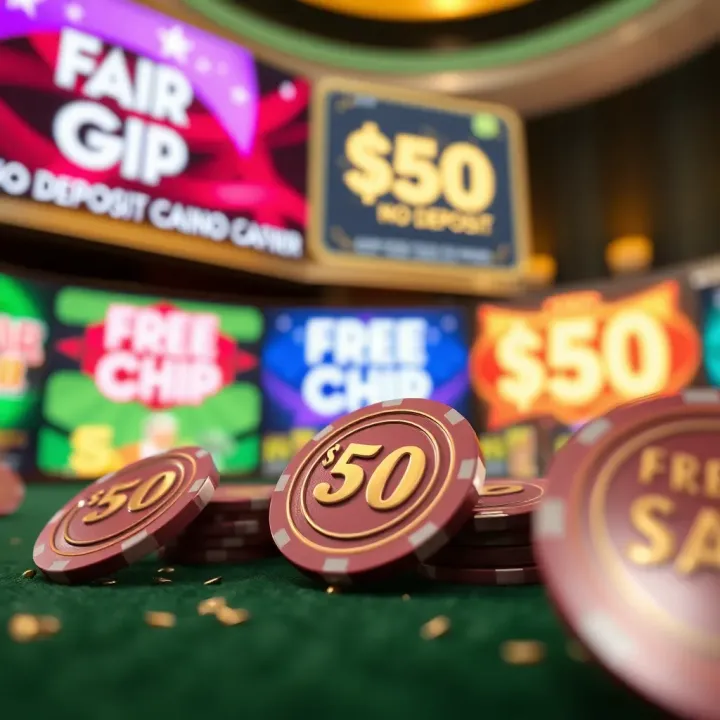 Illustration of digital casino tokens and promotional banners highlighting free chip offers in Australia