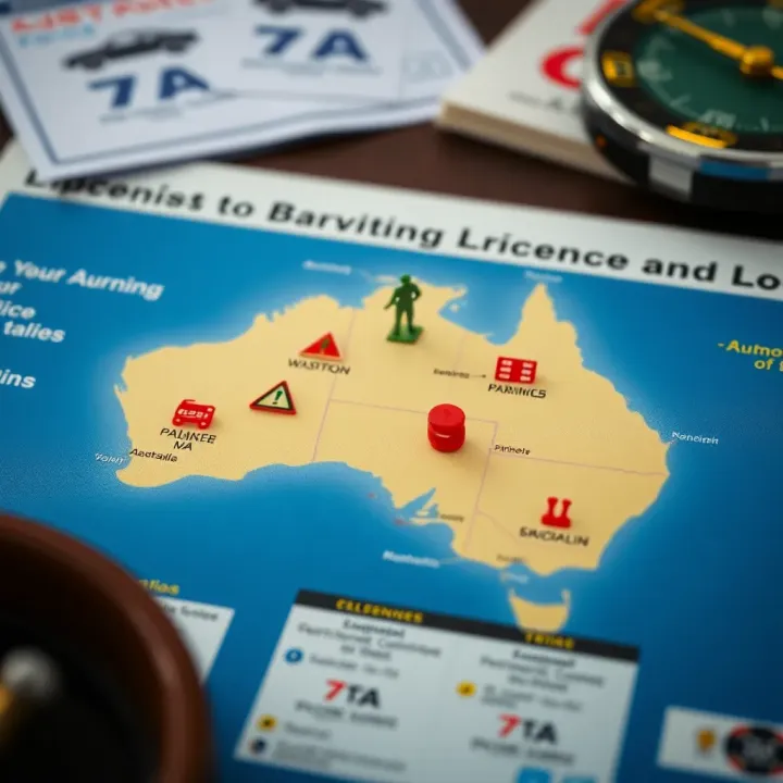 Map of Australia with icons representing driving and legal documents highlighting licensing support for migrants