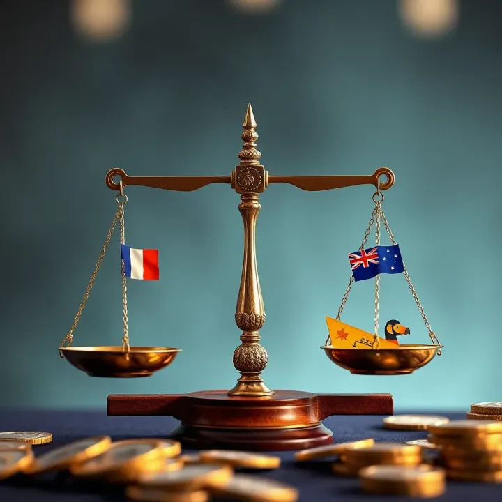 Conceptual graphic representing the legal scales balanced with cultural symbols of Australia