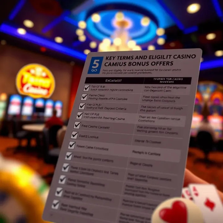 Graphic depicting a checklist highlighting terms and eligibility criteria for online casino promotions