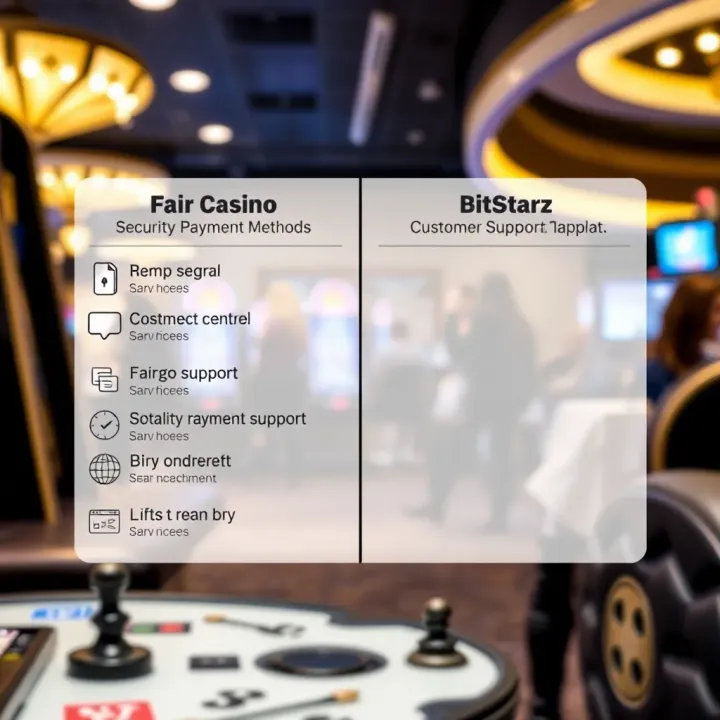 Illustration depicting secure payment methods and customer support features of Fair Go Casino and BitStarz