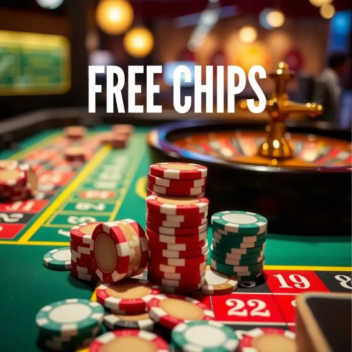 Visual depicting a strategic game plan with casino chips on a virtual roulette table emphasizing smart use of free chips