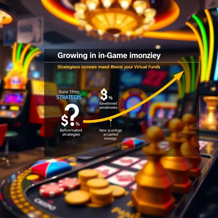 Graphical representation of strategies to increase virtual money balance in a casino game environment