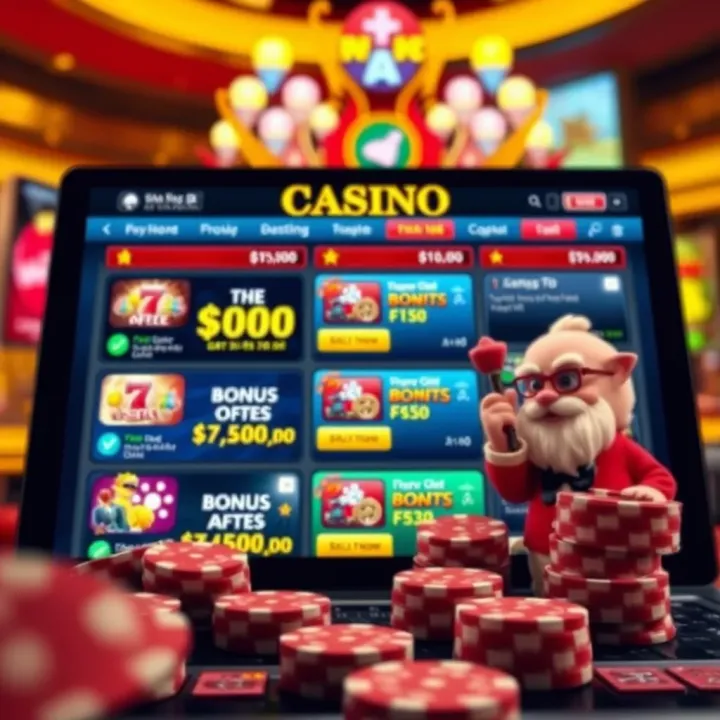 Online casino interface showing bonus offers and chip rewards