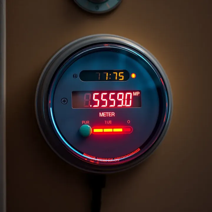 Electricity meter displaying energy usage in a residential home