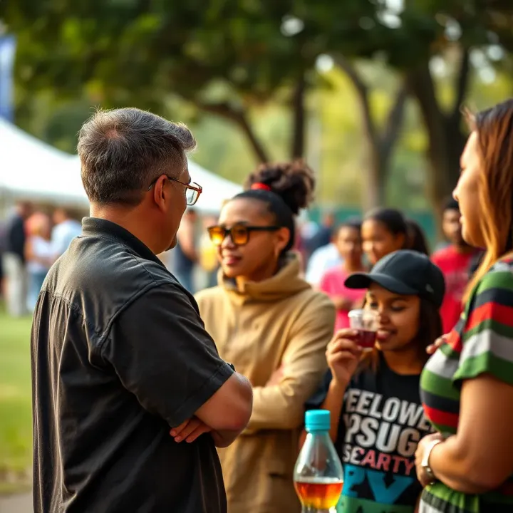 Diverse community members engaging in a lively outdoor discussion reflecting inclusion and equal opportunity