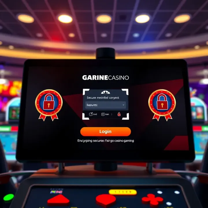Secure online casino login screen featuring encrypted connection symbols and security badges