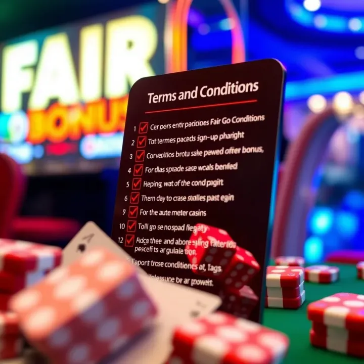 Graphic depicting terms and conditions checklist for a casino sign-up bonus