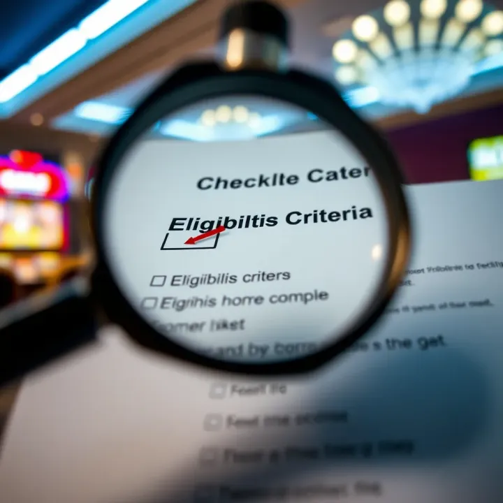 Conceptual graphic depicting eligibility criteria checklist with a magnifying glass highlighting important points