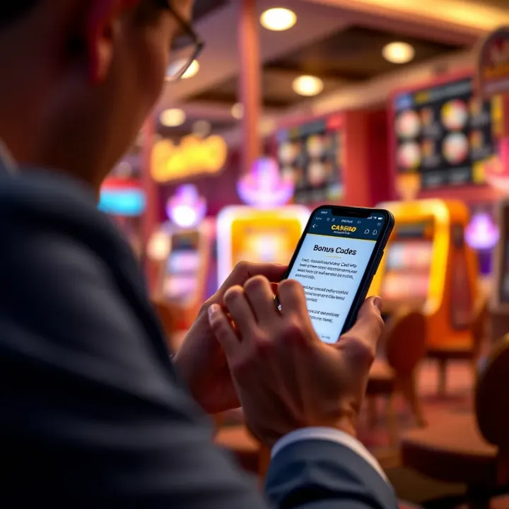 Illustration of a player using a smartphone to unlock casino bonuses with clear terms and conditions