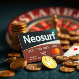 Neosurf prepaid card with casino tokens representing online gaming rewards