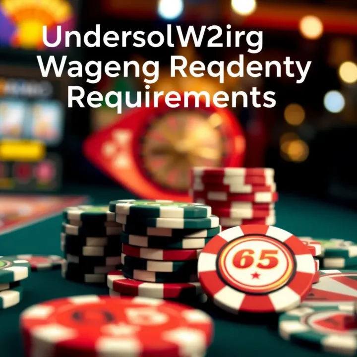 Visual representation of wagering requirements with casino chips and game symbols